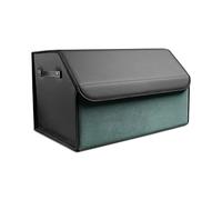 Ergocar Organisateur de Voiture Pliable en Cuir PU et Suède - Sac pour Coffre avec Couvercle, Séparation et Poignée Résistante - Pour Auto/SUV/Camion