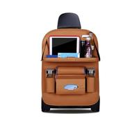 Ergocar Organiseurs pour Voiture Kick Mats cuir PU de luxe Protecteur de Siège Arrière avec porte-tablette pliable Imperméable Organisateurs de Voiture Rangement (Marron - 1 Pack)