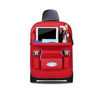 Ergocar Organiseurs pour Voiture Kick Mats Cuir PU de Luxe Protecteur de Siège Arrière avec Porte-Tablette Pliable Imperméable Organisateurs de Voiture Rangement (Rouge - 1 Pack)