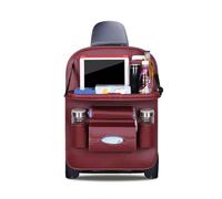 Ergocar Organiseurs pour Voiture Kick Mats cuir PU de luxe Protecteur de Siège Arrière avec porte-tablette pliable Imperméable Organisateurs de Voiture Rangement (Rouge Foncé - 1 Pack)