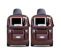 Ergocar Organiseurs pour Voiture Kick Mats cuir PU de luxe Protecteur de Siège Arrière avec porte-tablette pliable Imperméable Organisateurs de Voiture Rangement (Moka - 2 Pack)