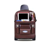 Ergocar Organiseurs pour Voiture Kick Mats cuir PU de luxe Protecteur de Siège Arrière avec porte-tablette pliable Imperméable Organisateurs de Voiture Rangement (Moka - 1 Pack)