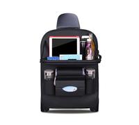 Ergocar Organiseurs pour Voiture Kick Mats cuir PU de luxe Protecteur de Siège Arrière avec porte-tablette pliable Imperméable Organisateurs de Voiture Rangement (Noir - 1 Pack)