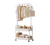 Ergocar Porte Manteau De Vêtements En Métal Avec Paniers De Rangement Multi-Couches Et Cintres Indépendants Mobiles Avec Support De Poulie Petit Espace De Vêtements Modernes