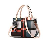 Ergocar Sac à Main Femme, PU Porté Epaule Bandoulière avec Pendentif en Peluche, Sac Bandoulière Femme avec bandoulière réglable, Fourre Tout Grande Capacité pour le Travail Shopping Party Voyage