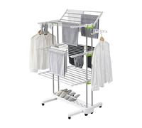 Ergocar Séchoir à Linge Pliable, Grande Capacité 4 Niveaux Étendoir a Linge, Encombrant, Etendoir Linge Intérieur et Extérieur avec roulettes, pour Les Grandes familles