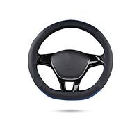 Ergocar Sport D-forme Couvre Volant de Voiture En Microfibre PU Cuir Couvre Volant Protecteur Antidérapant pour diamètre 38cm(15 ") (D-Noir-Bleu）