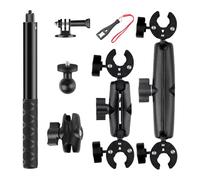 Ergocar Support De Caméra Moto Kit Montage à Double Pince pour Guidon à Vélo avec Support Télescopique Bâton Selfie Invisible 44 Pouces, Adapté à l'Insta360 Action Caméra Moto