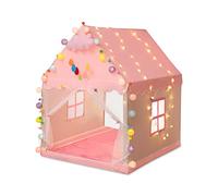 Ergocar Tipi Enfant Fille, Tente Princesse Interieur Château de Rêve, Cabane Garçons Enfant Exterieur, avec Boules Colorées & Lumières D'étoiles, Grande Tente de Jardin, Cadeaux Anniversaire