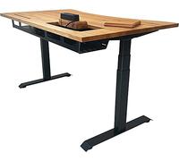 ErgoHide® Bureau Assis-Debout réglable en Hauteur en Bois Massif avec Gestion avancée des câbles (chêne, Noir, Ergonomique, 120 x 80 cm)