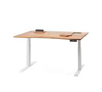 ErgoHide® Bureau Assis-Debout réglable en Hauteur en Bois Massif avec Gestion avancée des câbles et Passe-câbles (Noyer, Blanc, Ergonomique, avec éclairage LED intégré, 120 x 80 cm)