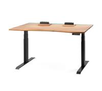 ErgoHide Bureau réglable en Hauteur en Bois Massif avec Gestion des câbles (Noyer, Noir, Ergonomique, LED époxy, 120 x 80 cm)