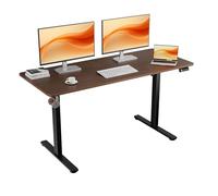 ERGOMAKER Bureau Assis-Debout Électrique avec Bouton Mémoire - Bureau Debout Réglable en Hauteur 71-118 cm - Plateau 140 x 60 cm en Noyer Noir Table Électrique Réglable avec Moteur Silencieuxe