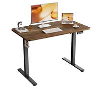 ERGOMAKER Bureau Assis-Debout Électrique pour Home Office 110x60cm Marron | Bureau Ergonomique avec Fonction Mémoire,Silencieux pour le Travail et le Gaming,Plateau en 2 Parties,Hauteur Réglable