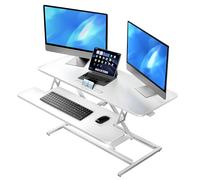 ERGOMAKER Convertisseur de Bureau Debout réglable en Hauteur 101 x 40 CM,Bureaux et Postes de Travail,avec Deux écrans et Plateau pour Clavier(Blanc)