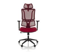 Chaise de bureau / chaise pivotante ERGOMY assise tissu / dossier résille rouge