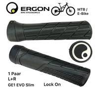 Ergon Poignées Vélo GE1 Evo Slim MTB Ebike Lock On Noir, Montage À Vis