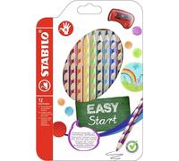 STABILO Crayons couleur EASYcolors - ergonomiques triangulaires - étui 12 + taille-crayon - droitier