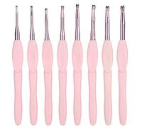 Ergonomic Crochet Hooks Set 8Pcs Soft Pink Handle Aluminum Knitting Needles for Beginners Professionals Comfortable Rubber Grip Smooth Yarn Crafting Tools