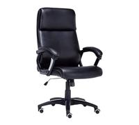 Ergonomic Leather Office Chair with Thick Back Support Curved Armrest Easy to Clean Non Slip Mute Wheels Comfortable Desk Chair for Home Office Study Work