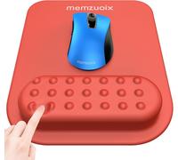 Ergonomic Mouse Pad with Wrist Support,Premium Memory Foam for Pain Relief,PU Non-Slip Base for Stable and Smooth Control-Cola Red