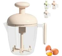Ergonomic Multi-Blade Manual Egg Mixer, Press the Egg Beater Cup, New Semi-Automatic Rotating Eggs Whisk, Cooking & Kitchen Mixing Tool, for Baking, Frothing Milk, Blending (White)