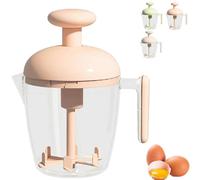 Ergonomic Multi-Blade Manual Egg Mixer, Press the Egg Beater Cup, New Semi-Automatic Rotating Eggs Whisk, Cooking & Kitchen Mixing Tool, for Baking, Frothing Milk, Blending (Pink)
