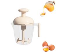 Ergonomic Multi-Blade Manual Egg Mixer, Press the Egg Beater Cup, Semi-Automatic Rotating Eggs Whisk for Baking, Cooking & Kitchen Mixing Tool, for Beating Eggs, Frothing Milk, Blending (White)