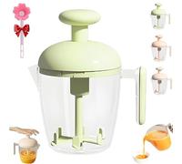 Ergonomic Multi-blade Manual Egg Mixer, Press The Egg Beater Cup, Semi-Automatic Rotating Eggs Whisk for Baking, Multi-function Rotary Whisk Blender for Cooking, Whisking, Blending, Beating (Green)