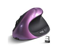 Ergonomic Wireless Mouse, Rechargeable Vertical Mouse Right Hand Small Mouse Adjustable 800/1200/1600 DPI for Laptop, Purple