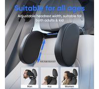 Ergonomique 360 ° Oreiller cervical auto-ajustable avec mousse à mémoire de forme et coussinets latéraux, appui-tête de voiture à réglage rapide pour un sommeil optimal noir