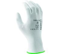 Ergos Gants De Sécurité En Polyester | Protège Contre Les Risques Mécaniques | Adhérence, Dextérité Et Confort | Enduction Paume & Doigts | Taille 6-11 | Blanc | Paquet De 12 Paires | Certifié CE