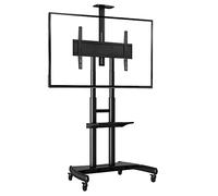 Ergosolid Support TV sur Pied à roulettes 55-90 Pouces, Chariot TV Pivotant Grand Format pour Home Cinema, Salle de Conférence, Showroom, Charge Max 90,9 kg, VESA 800x500mm, Certifié UL, Noir