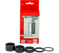 ergotec 66283001 1 1/8' Spacer-Box, différentes épaisseurs : 4x2, 6x5, 6x10, 4x15, 4x20 mm, noir, 24 pièces (1 kit)