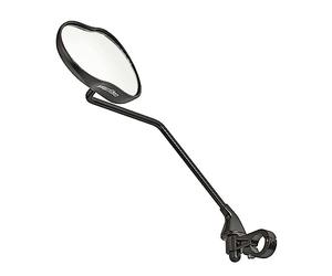 Ergotec Miroir, M-99 LV, 121 x 78-66 mm, surface de rétroviseur, alliage/acier, sablé noir, montage gauche, bras long, grand miroir pour vélo, vélo