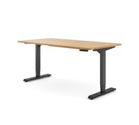 Ergotopia Desktopia Pro X Bureau debout électrique réglable en hauteur et ergonomique, pour bureau ou bureau à domicile, chêne véritable, cadre noir, 180 x 80 cm