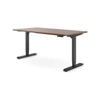 Ergotopia Desktopia Pro X Bureau électrique réglable en hauteur, table debout ergonomique pour le bureau ou le home office (noyer, cadre noir, 160 x 80 cm)