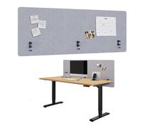 Ergotopia Focus Pure Cloison acoustique de bureau - Brise-vue efficace - 160 x 60 cm - En PET recyclé - Isolation acoustique pour bureau et table - Avec montage par serrage - Gris
