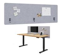 Ergotopia Focus Pure Cloison acoustique de bureau - Brise-vue efficace - 180 x 60 cm - En PET recyclé - Isolation acoustique pour bureau et table - Avec montage par serrage - Gris