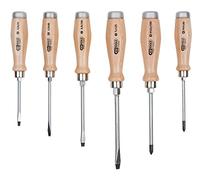 ERGOTORQUE WOODmax Juego de destornilladores de golpe con mango de madera, 6 pzs.