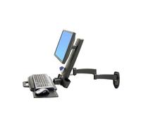 Ergotron 45-230-200 Bras Combo Série 200 Mural Noir pour écran jusqu'à 24" (61cm), charge max 8.2kg, VESA 75/100mm, inclinaison -30/+30°, rotation 360°