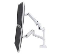 Ergotron - Bras LX bi-écran : support vertical, pour 2 moniteurs jusqu'à 24 pouces, 3,2-9,1kg chacun, VESA - Blanc (45-492-216)