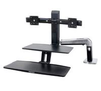 Ergotron Kit de montage WorkFit‑A – Support double écran jusqu'à 24 pouces Noir aluminium poli