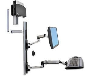 Ergotron - LX Arm II - Système de montage mural pour écran et clavier - Avec support processeur - Aluminium poli