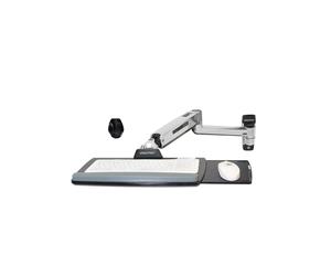 Ergotron LX Support Mural Sit-Stand pour Clavier Acier Inox 45-354-026, Extension 107cm, Charge Max 2.2kg, Technologie CF, Gestion des Câbles