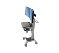 Ergotron Neo-Flex Chariot Mobile Double Écran 22" Gris (24-194-055) : Support Sol 75/100mm, Charge 20.9kg, Rotation 360°, Hauteur Ajustable 51cm