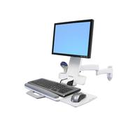 Ergotron Series 200 Combo Arm Blanc 61cm (24") Montage Mural, Support Écran/Clavier/Scanner, VESA 75/100mm, Charge 8.2kg, Inclinaison +/-30°, Rotation 360°