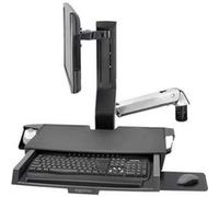 Ergotron Sit-Stand Combo Arm - Kit de montage (repose-poignets, support de fixation murale, fixation pour écran, kit de support de montage de piste, plateau de souris coulissant, bras combiné, surface