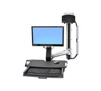 Ergotron StyleView Combo Système Sit-Stand Mural Aluminium 24" (61 cm), Charge max 14.5kg, VESA 75x75/100x100, Portée 109cm, Ajustement hauteur 64cm