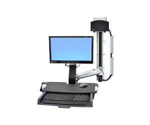 Ergotron StyleView Combo Système Sit-Stand Mural Aluminium 24" (61 cm), Charge max 14.5kg, VESA 75x75/100x100, Portée 109cm, Ajustement hauteur 64cm